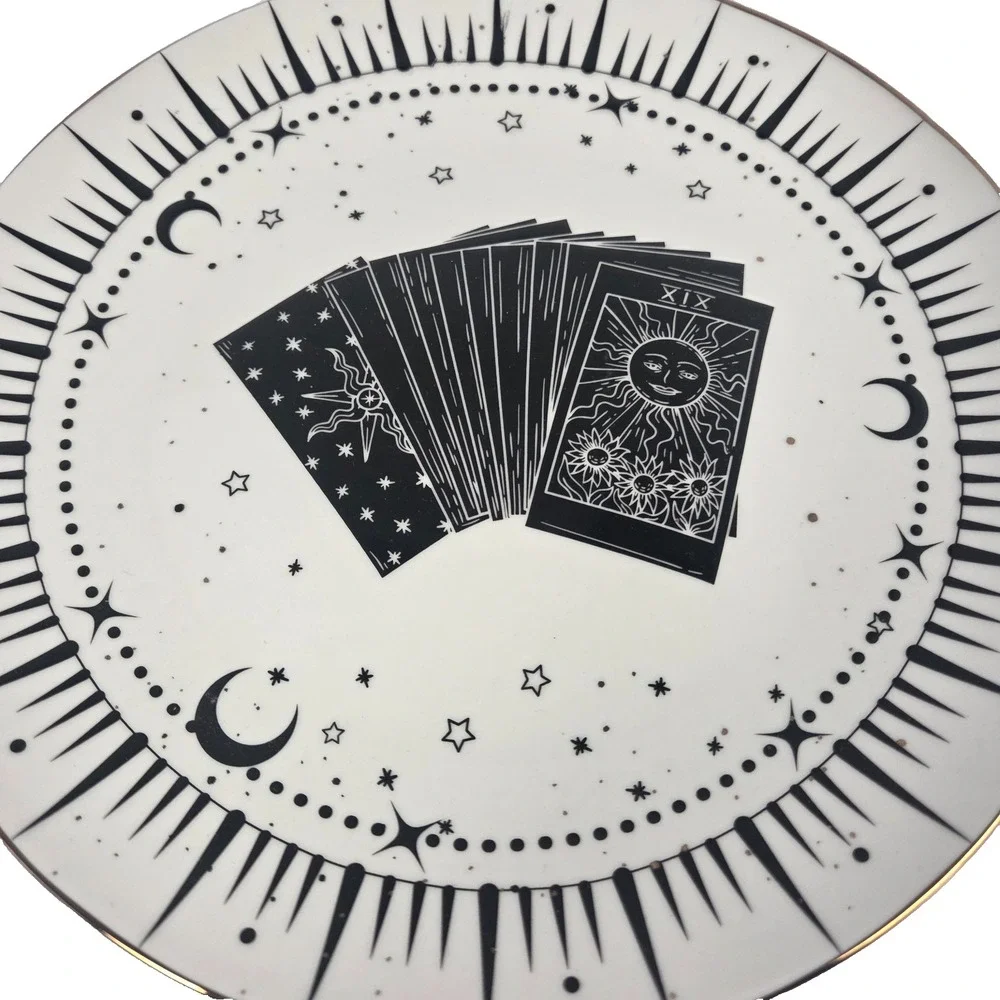 10 Strawberry Street Tarot Card Plate 10.5 Inch Celestial Sun Moon Gothic New